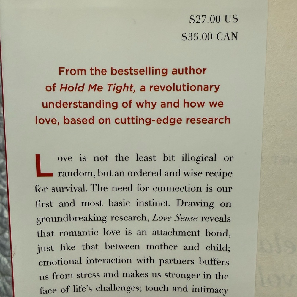 🦄3/$15 Love Sense Book by Dr. Sue Johnson - Picture 4 of 4